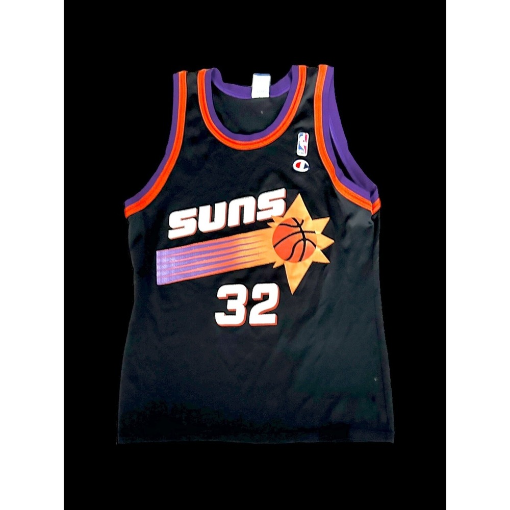 Vintage 90s Champion Phoenix Suns Jason Kidd #32‎ Jersey Sz Medium Black *Flaw